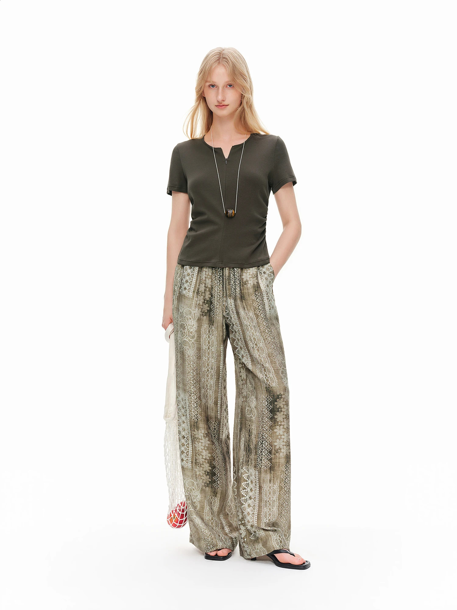 DUSHU Women 2026 Summer Vacation Style Linen Blend Wide Leg Pants Loose Casual Straight Trousers FigureFriendly MultiSize 260615 - view 4