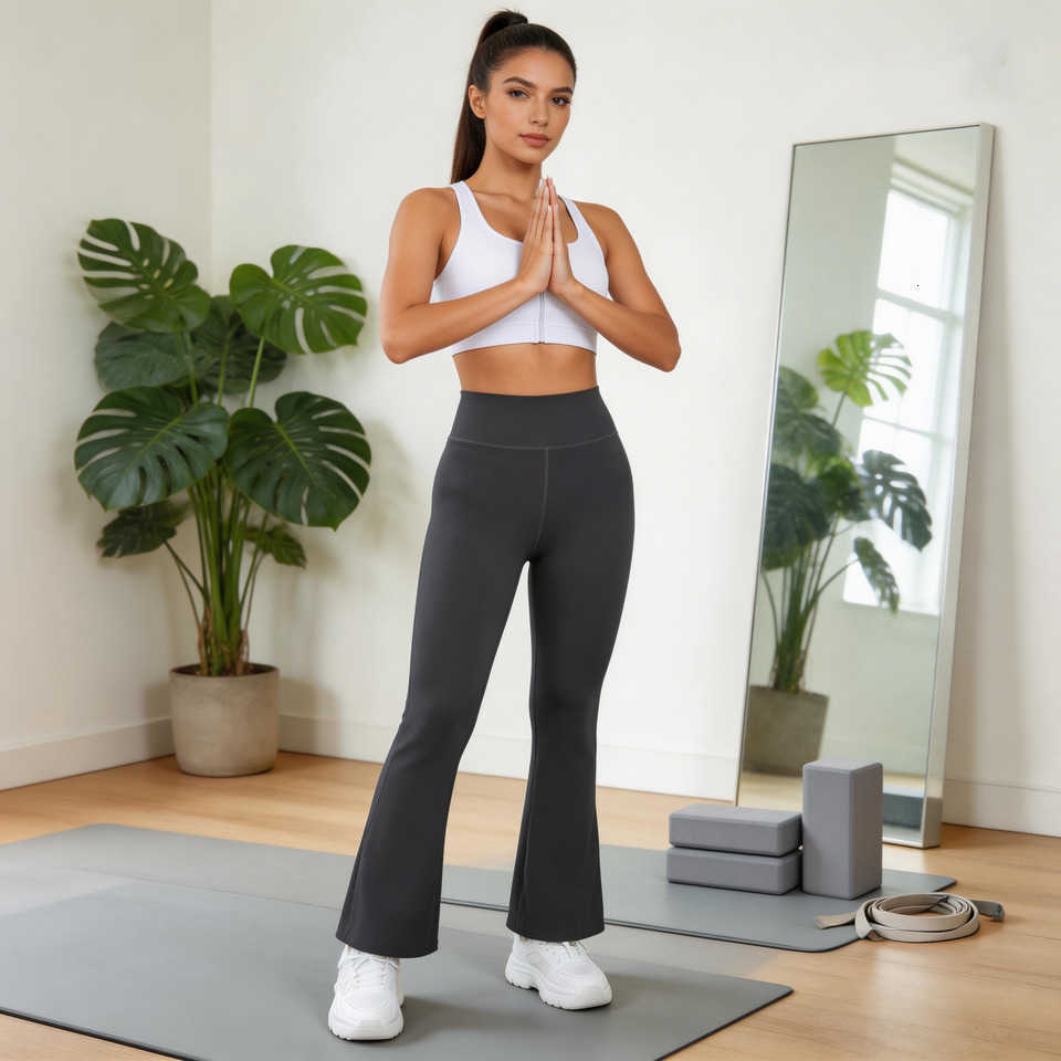 High-Waisted Womens Yoga Wide-Leg Pants High-Stretch Butt-Lifting Pilates Workout Fitness Training Outerwear Casual Hei M260626
