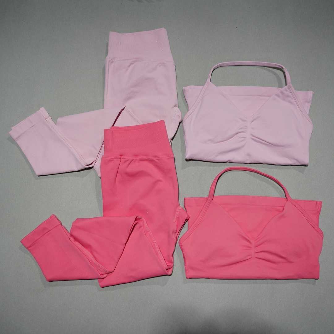 Set 2-Piece Active DFDK Womens Backless Yoga Top High Waist Seamless Pants Running Fitness Sports Suit M260626