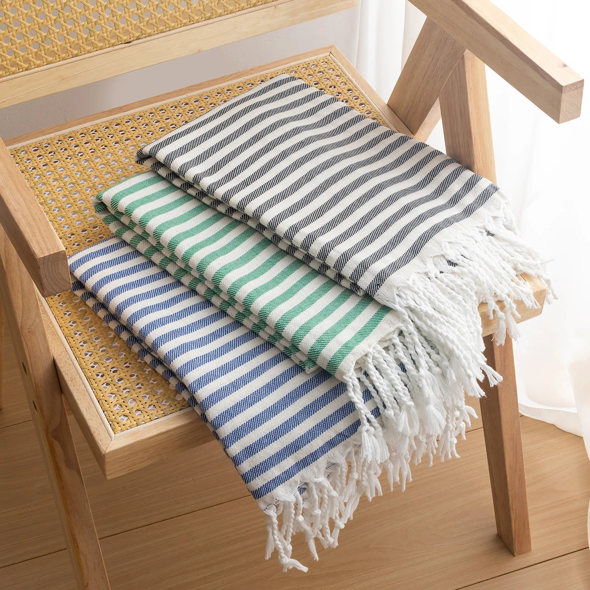 Cotton Turkish Striped Beach Towel 90180CM Sauna Spa Gym Sport Fitness Fringed Bath Towel Kitchen Soft Absorbent Quick Drying 260622CJ - view 5