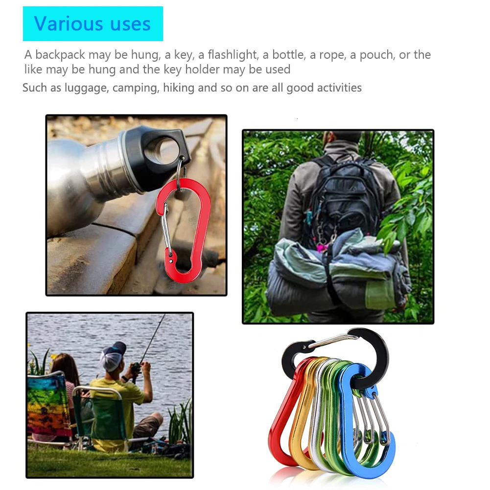 6/12Pcs Aluminum Alloy Carabiner Keychain Outdoor Camping Climbing Hiking Snap Clip Lock Buckle Hook Fishing Accessories 260622 - view 4
