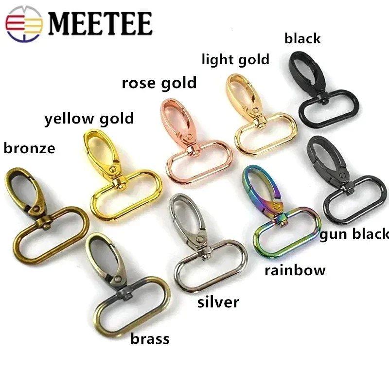 Meetee 10Pc 16-38mm Bag Strap Hook Buckle Metal Swivel Lobster Clasp DIY Webbing Snap Hooks Carabiner Keychain Buckles Accessory 260622 - view 3