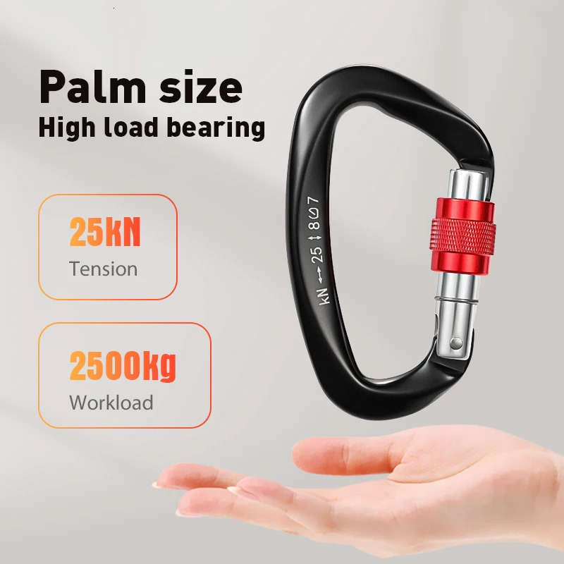 CLIWIZ 25KN Mountaineering Caving Rock Climbing Screw Lock Carabiner D Shaped Safety Master Buckle With UIAA/CE 260622 - view 7