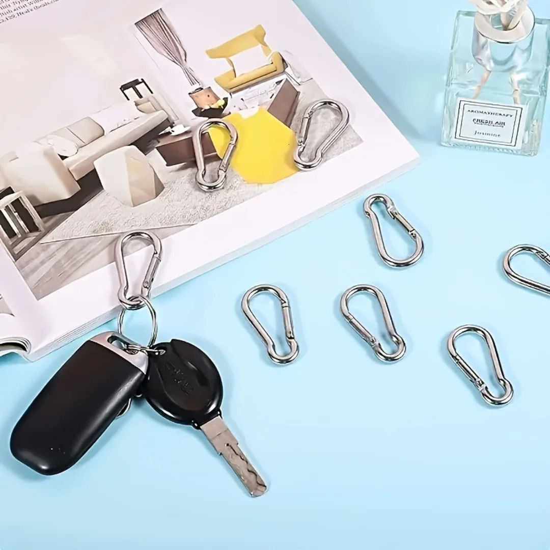 10-Pack Outdoor Key Rings 50mm Spring Lock Hooks Carabiner Keychains Durable Spring Clasps for Camping And Travel 260622 - view 4