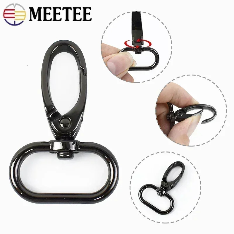 Meetee 10Pc 16-38mm Bag Strap Hook Buckle Metal Swivel Lobster Clasp DIY Webbing Snap Hooks Carabiner Keychain Buckles Accessory 260622 - view 5