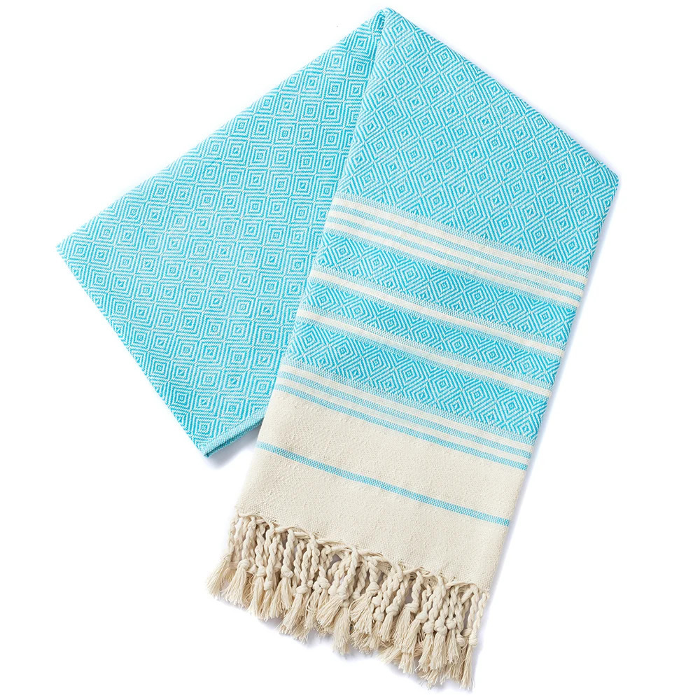 Cotton Turkish beach towel 100180CM diamond grid sports and fitness tassel bath towel kitchen towel soft absorbent quick dr 260622 - view 4