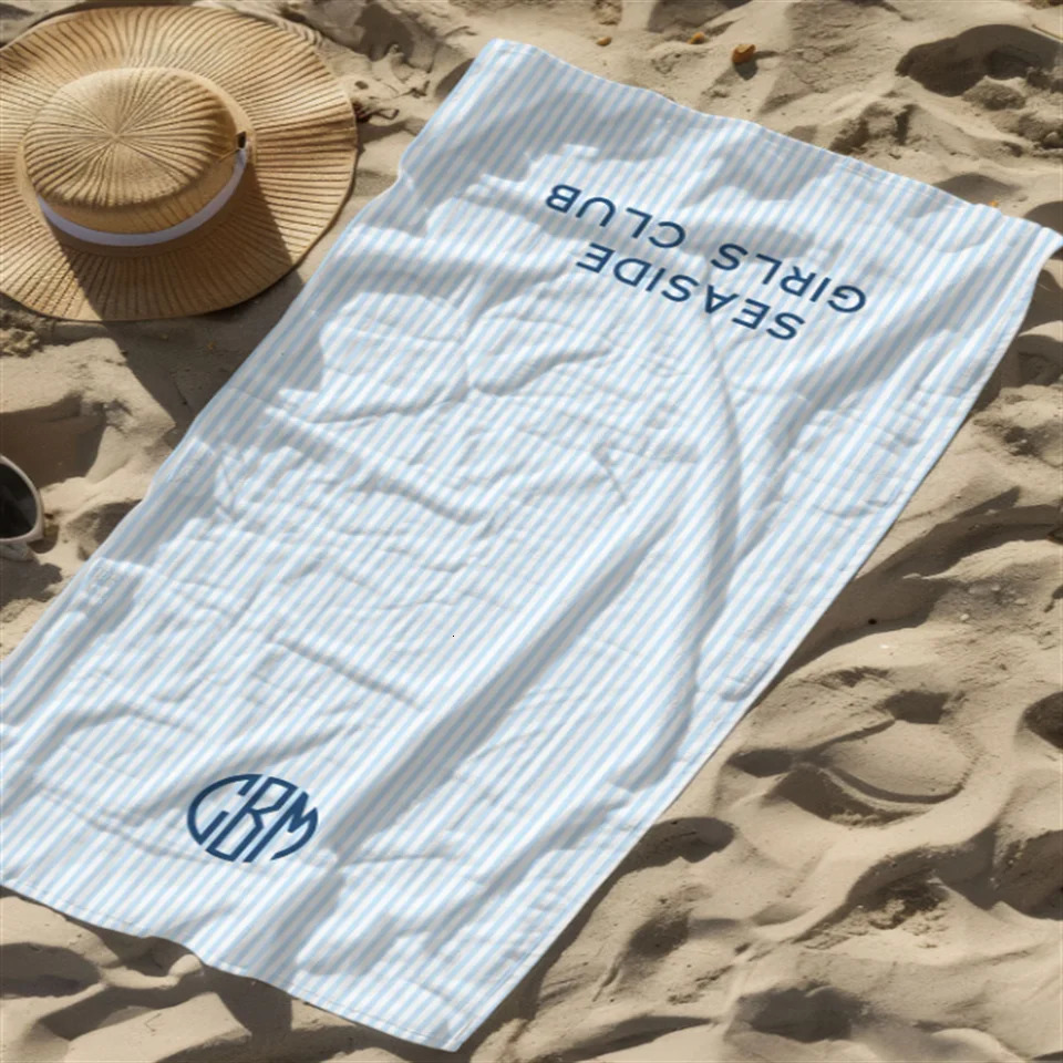 Personalized Towel Monogram Beach Towel Girls Trip Custom Beach Towel Striped Towel with Name Custom Text Towel Preppy Beach 260622 - view 4
