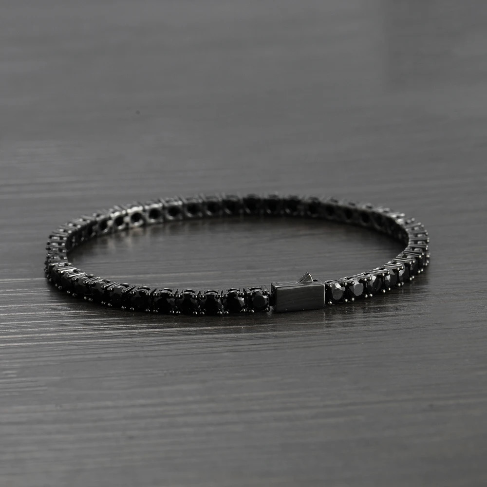 4mm Black Stone Tennis Bracelets Fashion Jewelry For Men And Women BB243 260624 - view 5