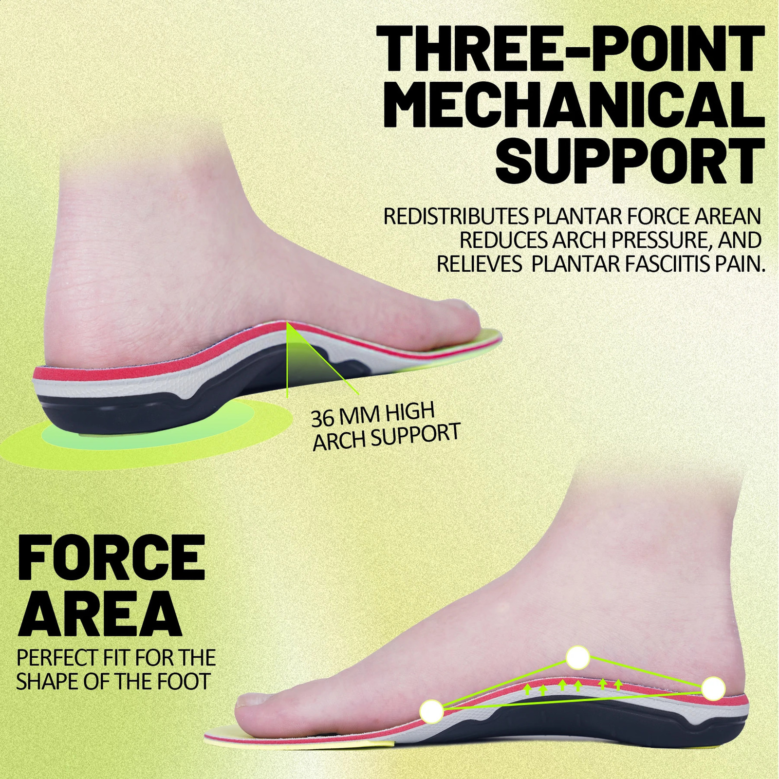 Plantar Fasciitis Insoles Orthopedic Arch Support Inserts Men Women Heel Pain Relief Flat Feet Insoles for Work Boots 260625 - view 4