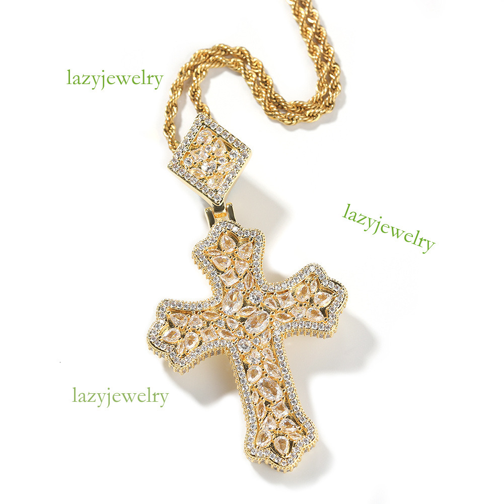 Retro classic moissanite crucifix pendant hip hop full diamond design diamond button all fashion men and women with the same fashion accessories - view 8