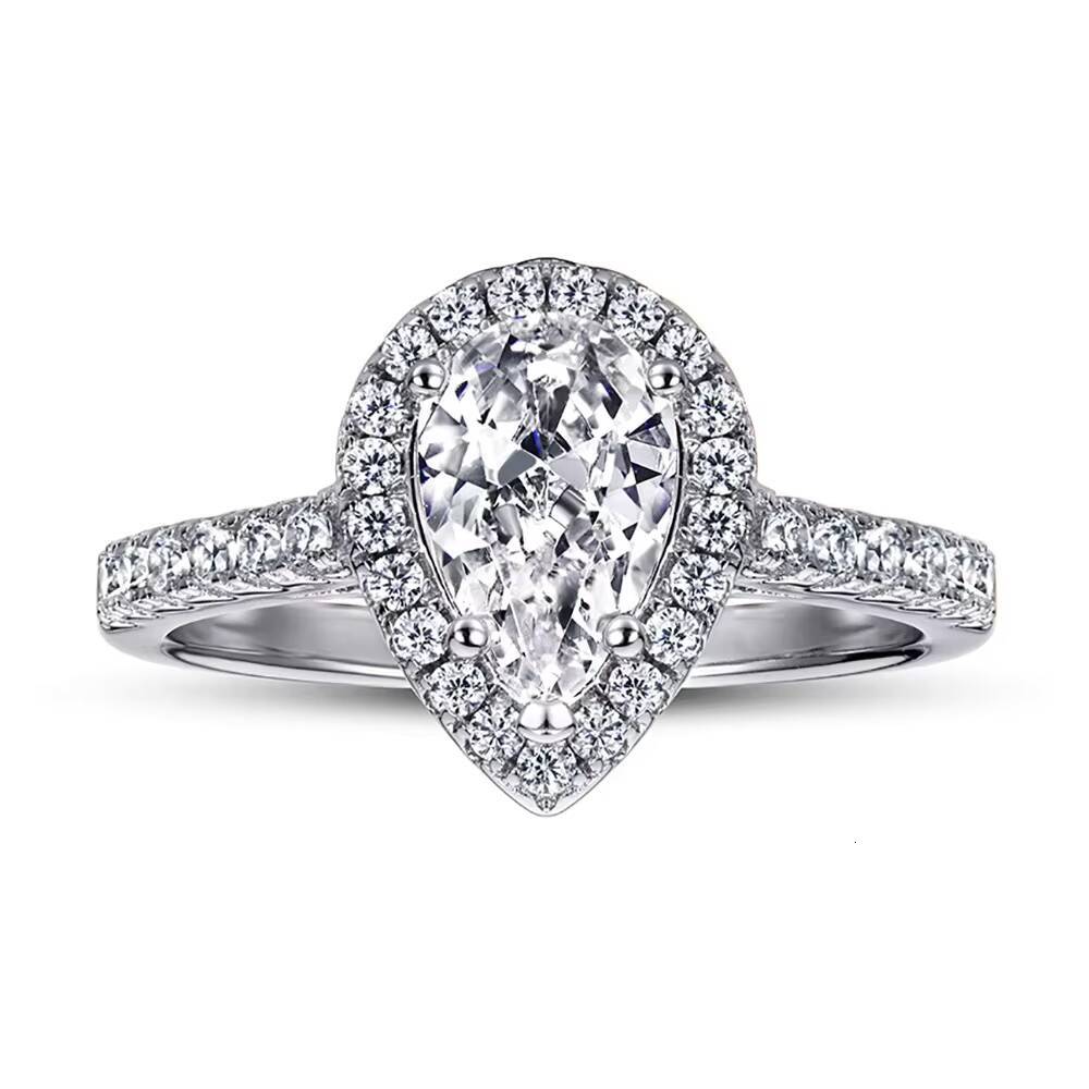 New Arrival Trendy 925 Sterling Silver Water Drop Shape D-color VVS Moissanite Fashionable Light Luxury Wedding Ring - view 7