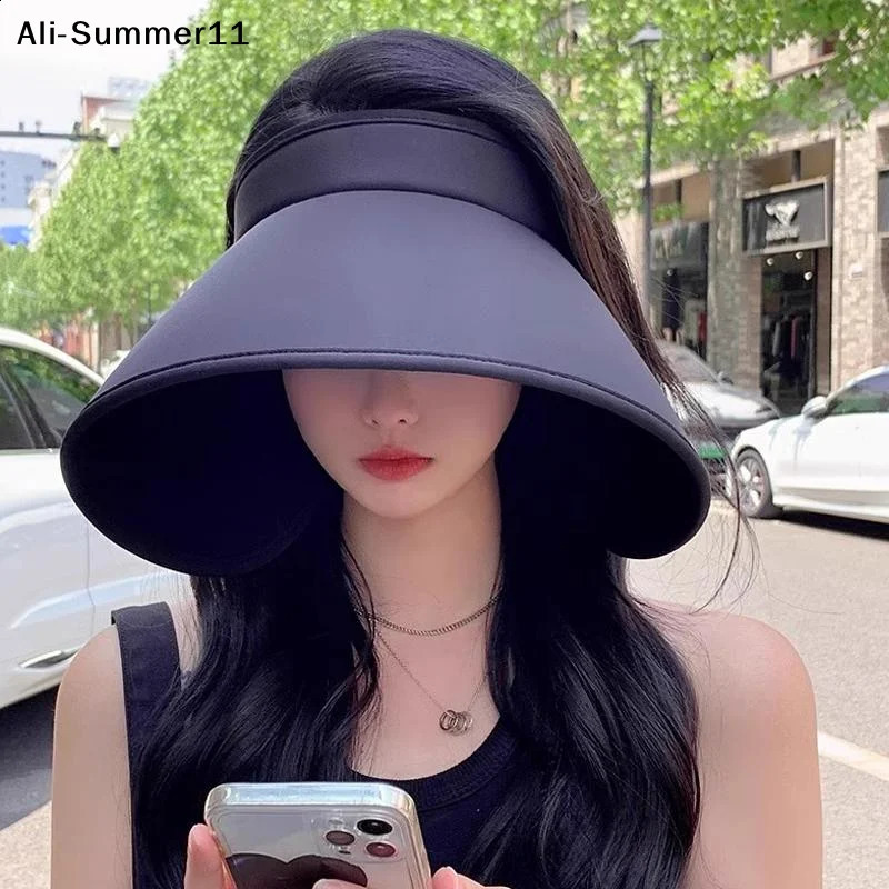 Tg1Summer Casual Empty Top Sun Hats Portable Wide Large Brim Cap UV Protection Foldable Visors Women Sunshade Beach Hiking Hat 260625 - view 3