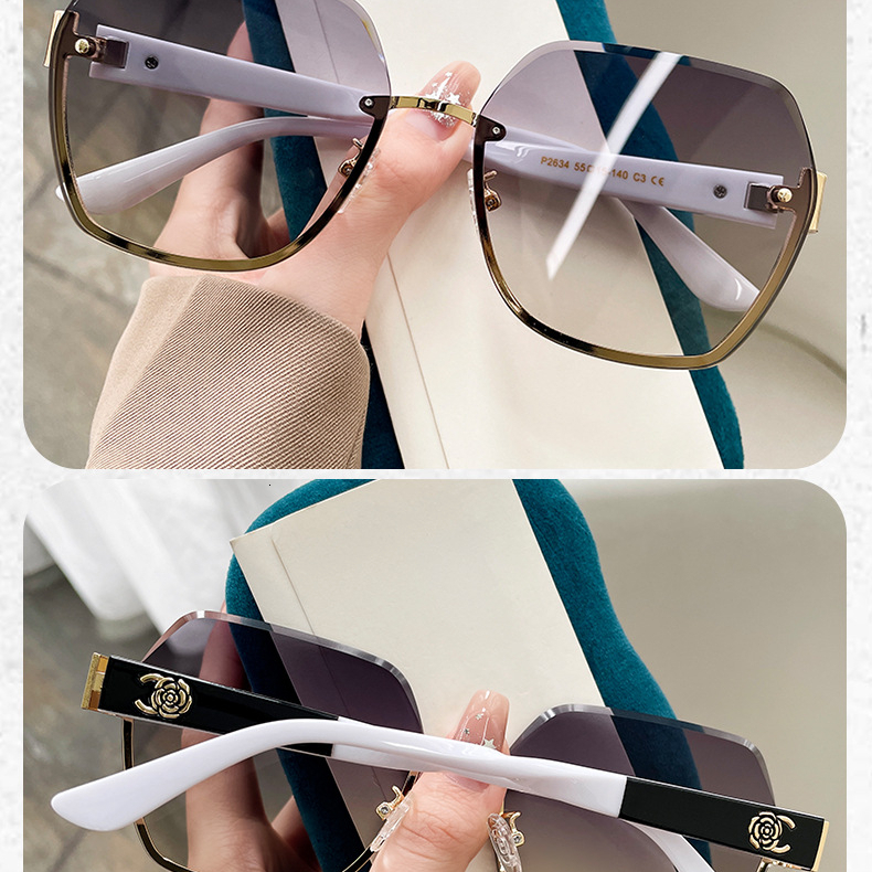 New Women's Designer Round Frame Small Fragrant Luxury Women's Sunglasses Women's Box Sunglasses Personalized Internet Celebrity UV Pro - view 6