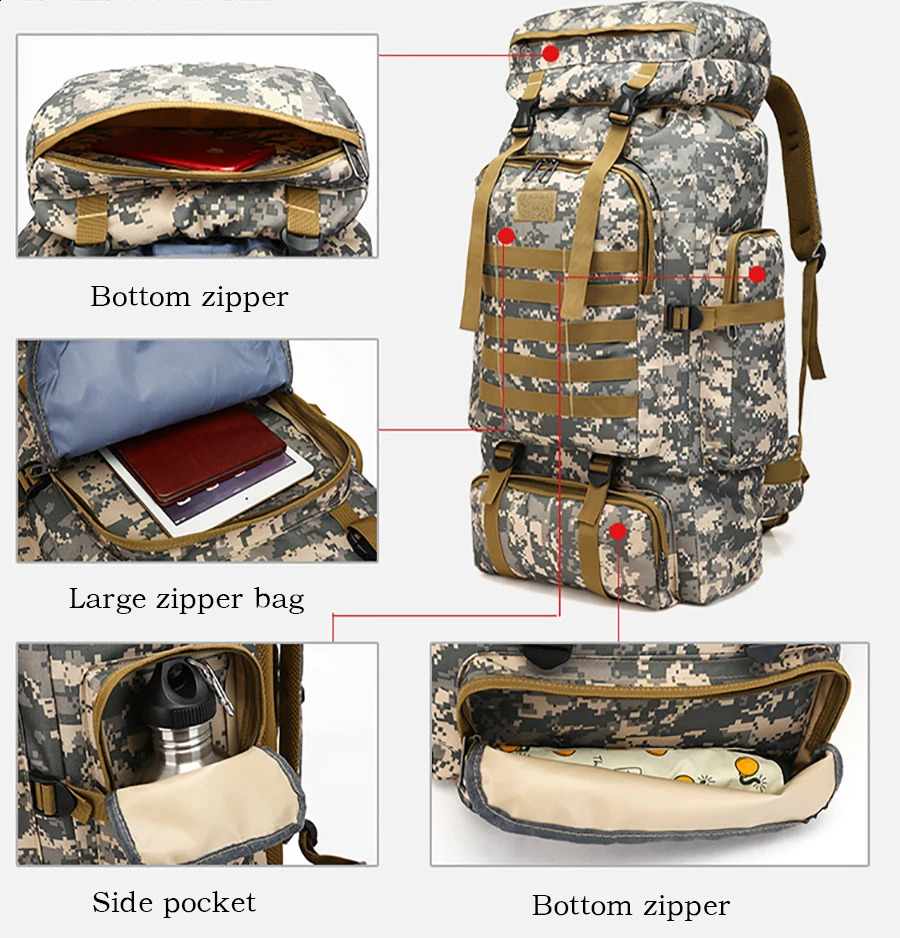 Outdoor Camouflage Mens Backpack Large Space Waterproof Military Travel Hiking 260625 - view 5