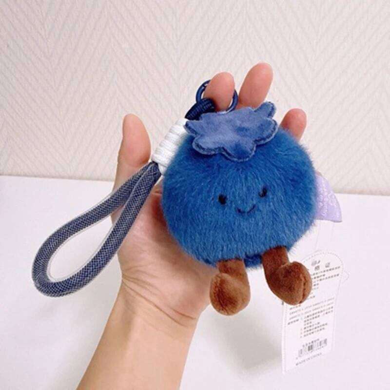 Fluffy Blueberry Plush Keychain Soft Stuffed Doll Toy Bag Pendant Phone Charms Mean 'Block Bad Luck', Home Decor Ornament Gift 26Y0626 - view 4