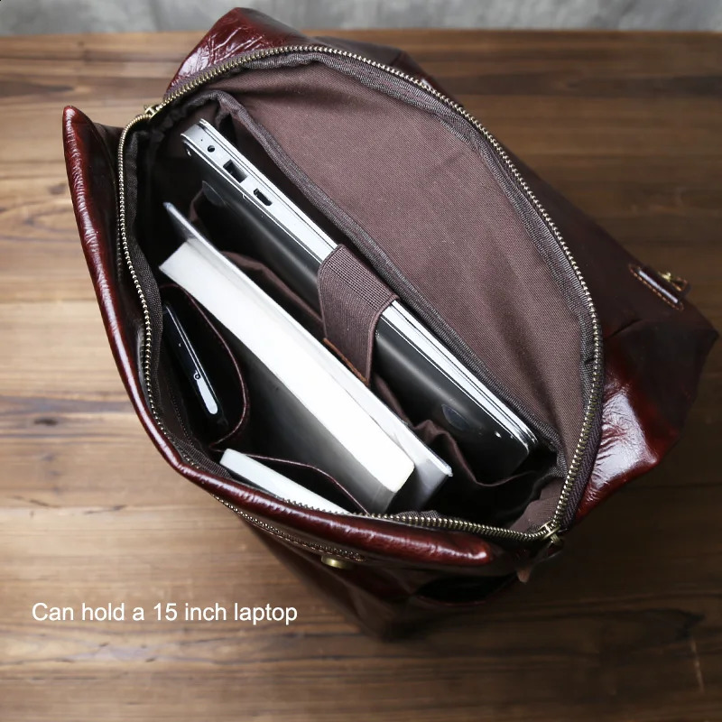 Genuine Leather Backpack For Men Vegetable Tanned Top Layer Cowhide Large Capacity Business Travel Computer Bag JLFGPJ 260625 - view 6
