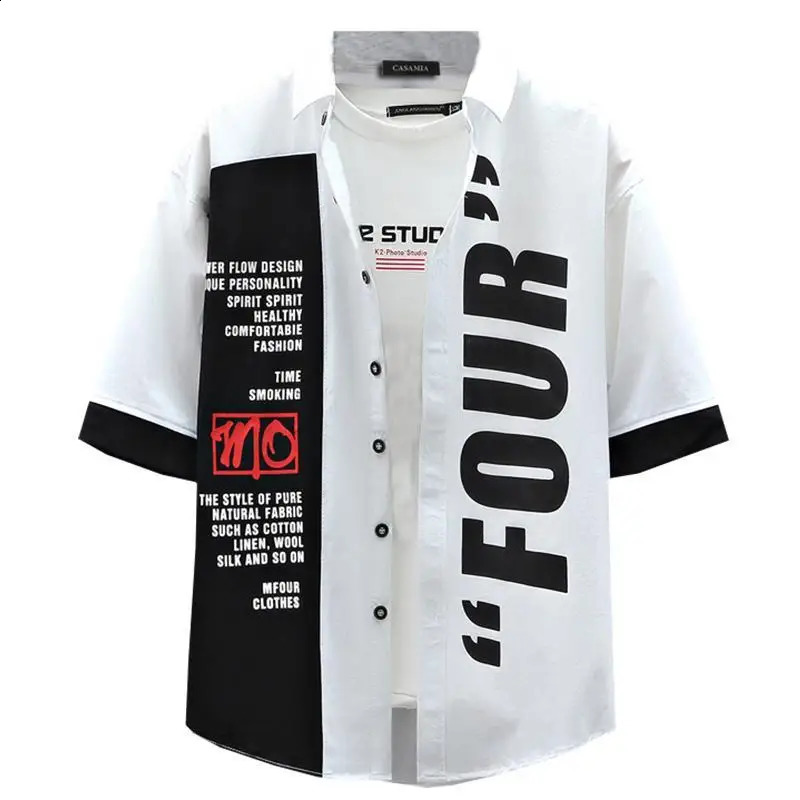 Mens ShortSleeve Shirt Summer FiveQuarter Sleeve Japanese Street Teenagers Punk Handsome 260626 - view 6