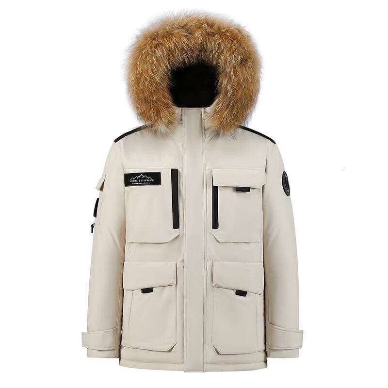 -30 Degree Parkas Men Windproof Hooded Thicken Multi-pocket Down Coat Casual Fashion Thick Warm Embroidered Design Parka W260626 - view 3