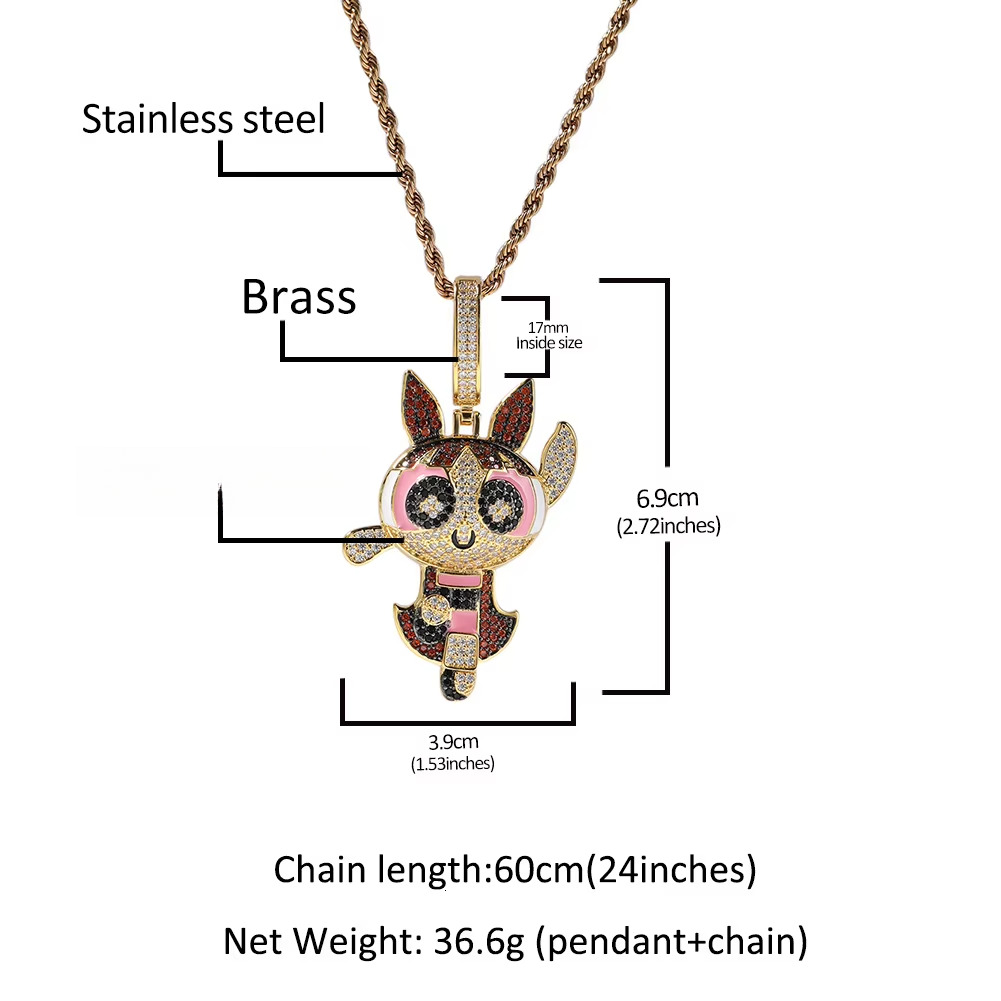 Cute Bubble Jewelry Iced Moissanite Diamond Flying Girl Necklace Children's Cartoon Hip Hop Pendant - view 4