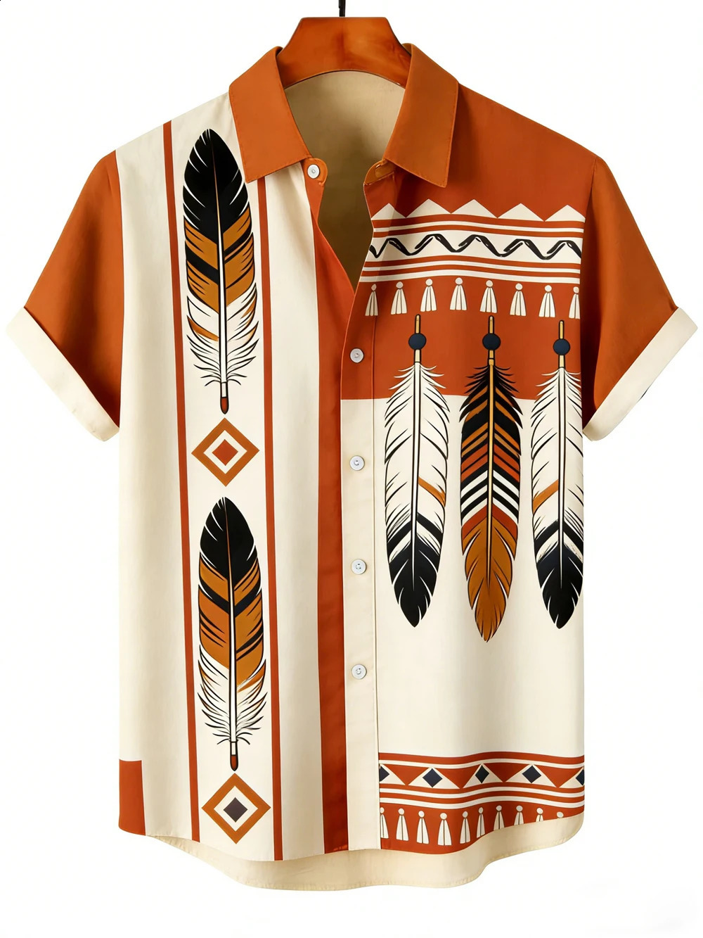 2026 Mens Summer Retro Linen Short Sleeve Lapel Shirt Indian Pattern 3D Print Hawaiian Outdoor Casual Clothes Tops 260626