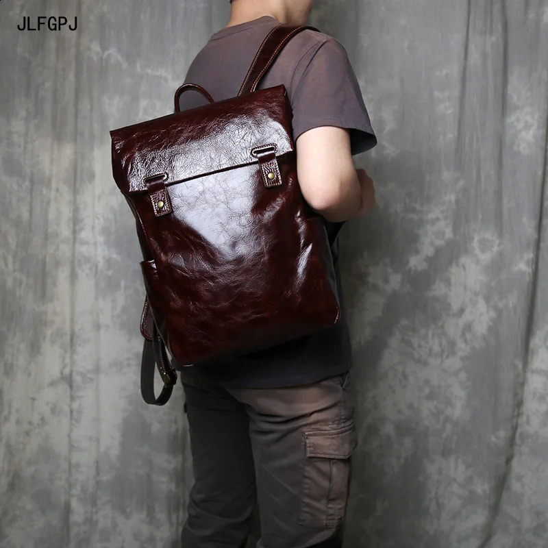 Genuine Leather Backpack For Men Vegetable Tanned Top Layer Cowhide Large Capacity Business Travel Computer Bag JLFGPJ 260625