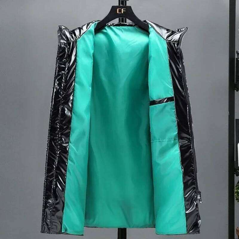 Water Resistant Down Cotton Jacket for Men 2025 New Winter Thickened Glossy Warm Korean Style Trendy Long Coat W260626 - view 3