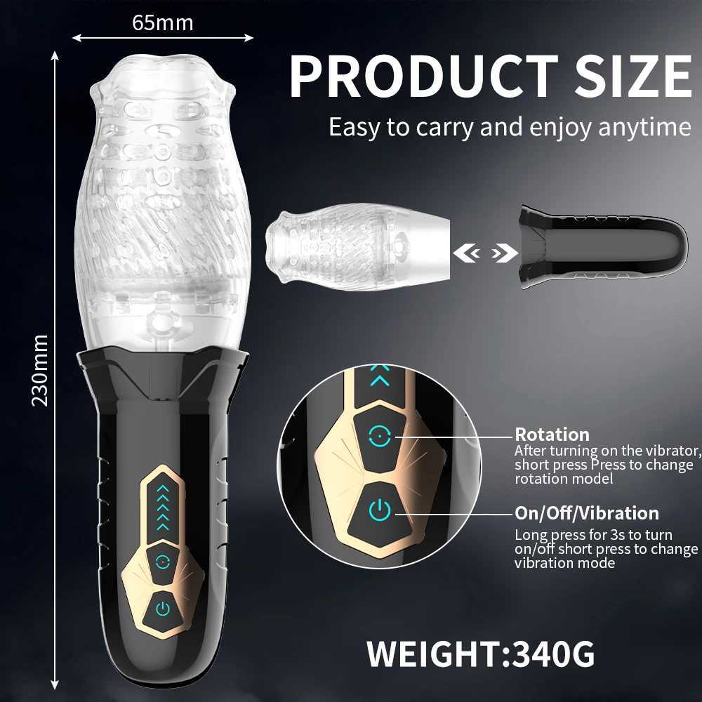 Automatic Masturbator Cup 360 Male Rotating Penis Blowjob Pussy Stimulator Vagina Real Oral Vibrator Sex Toys for Adults Men M260626 - view 4