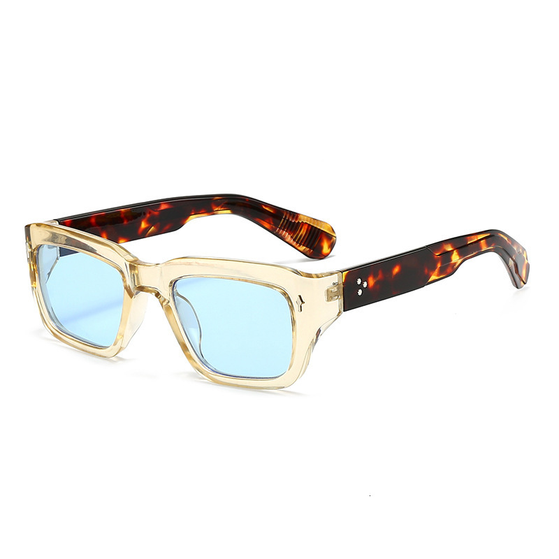 European And American Retro Studded Square Frame Hip-Hop Punk Versatile Sunglasses, Fashionable Outdoor Sun Protection Driving Sunglasses - view 4