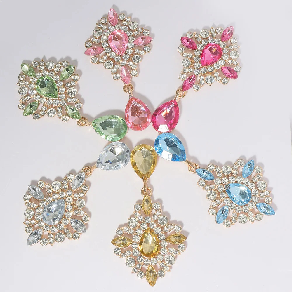 5pcs 68cm Golden bottom 15Colors Acrylic Pendant Accessories Rhinestone Diy Jewelry For Wedding Gift Box Bow center Decoration 260623