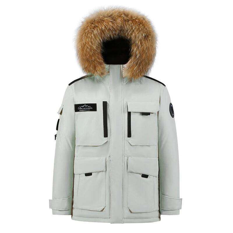 -30 Degree Parkas Men Windproof Hooded Thicken Multi-pocket Down Coat Casual Fashion Thick Warm Embroidered Design Parka W260626 - view 4