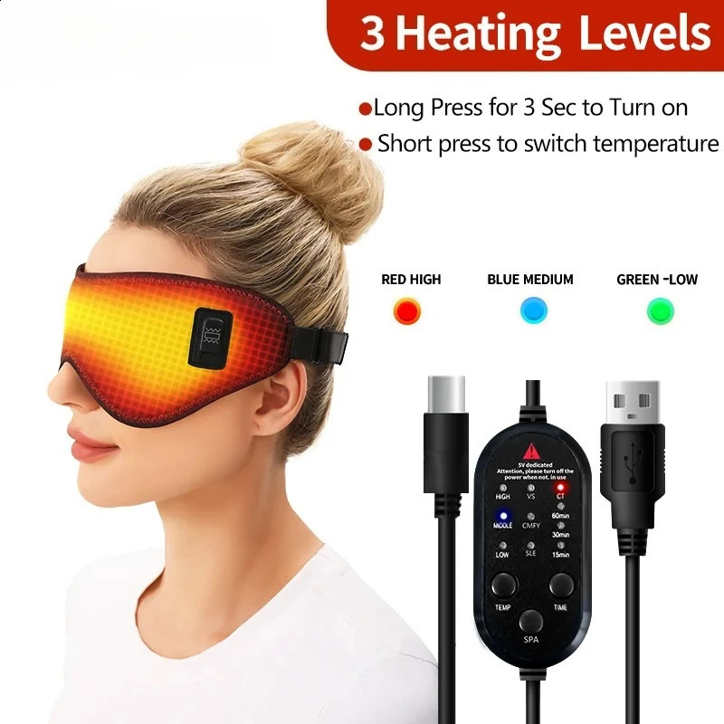 Heating Massage Eye Mask - Compress Relieves Fatigue Dark Circles Aids Sleep 3 Gears Heat Vibration For Eye Strain 260624 - view 4