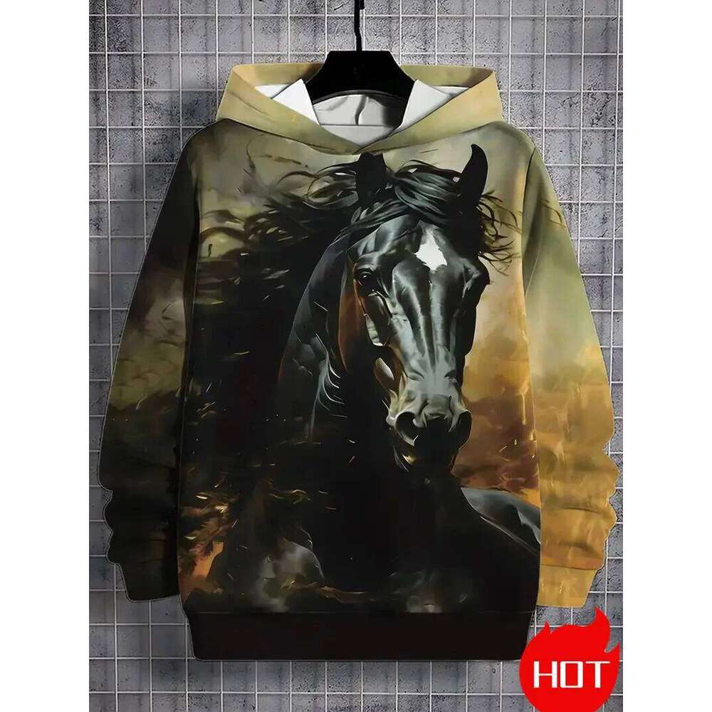 Horse Graphic 3D Hoodies Autumn Men Clothing 3d Print Sweatshirts Novelty Animal Unisex Hooded Pullover Sweatshirt Y2k W260626