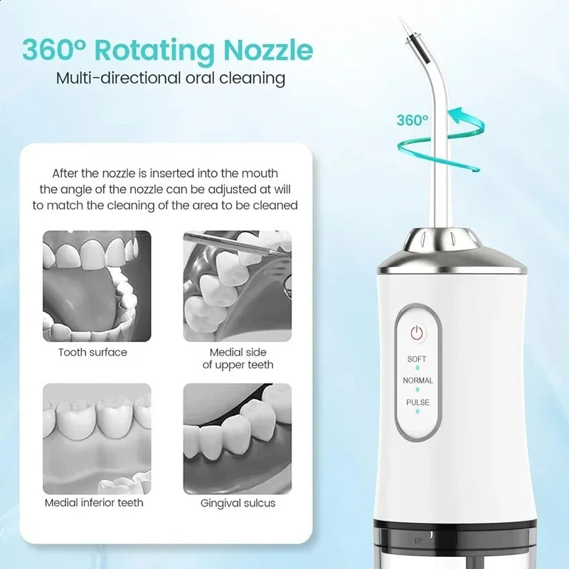 Powerful Battery Portable Electric Pick Ipx7 3 Modes Waterproof Toothbrush Combo Braces Kids Oral Irrigator Water Dental Flosser 260626 - view 3