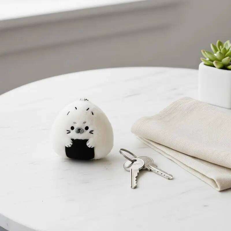Kawaii Rice And Vegetable Plush Keychain Cute Sushi Seal Stuffed Animal Bag Charm Soft Penguin Pendant Keyrings Girls Gifts 26Y0626 - view 5