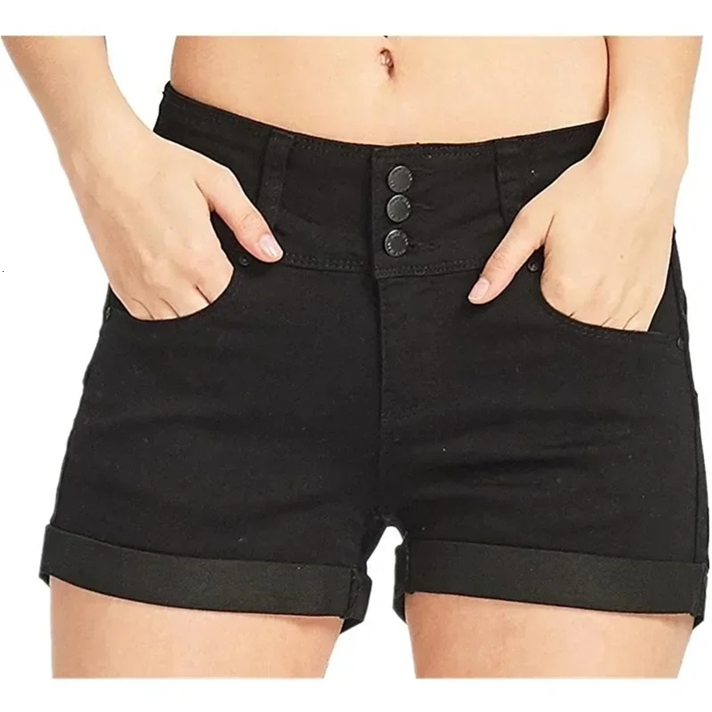 Womens Summer Fashion Waistband Denim Stretch Fabric Shorts Casual Versatile Street Shorts 260616 - view 6