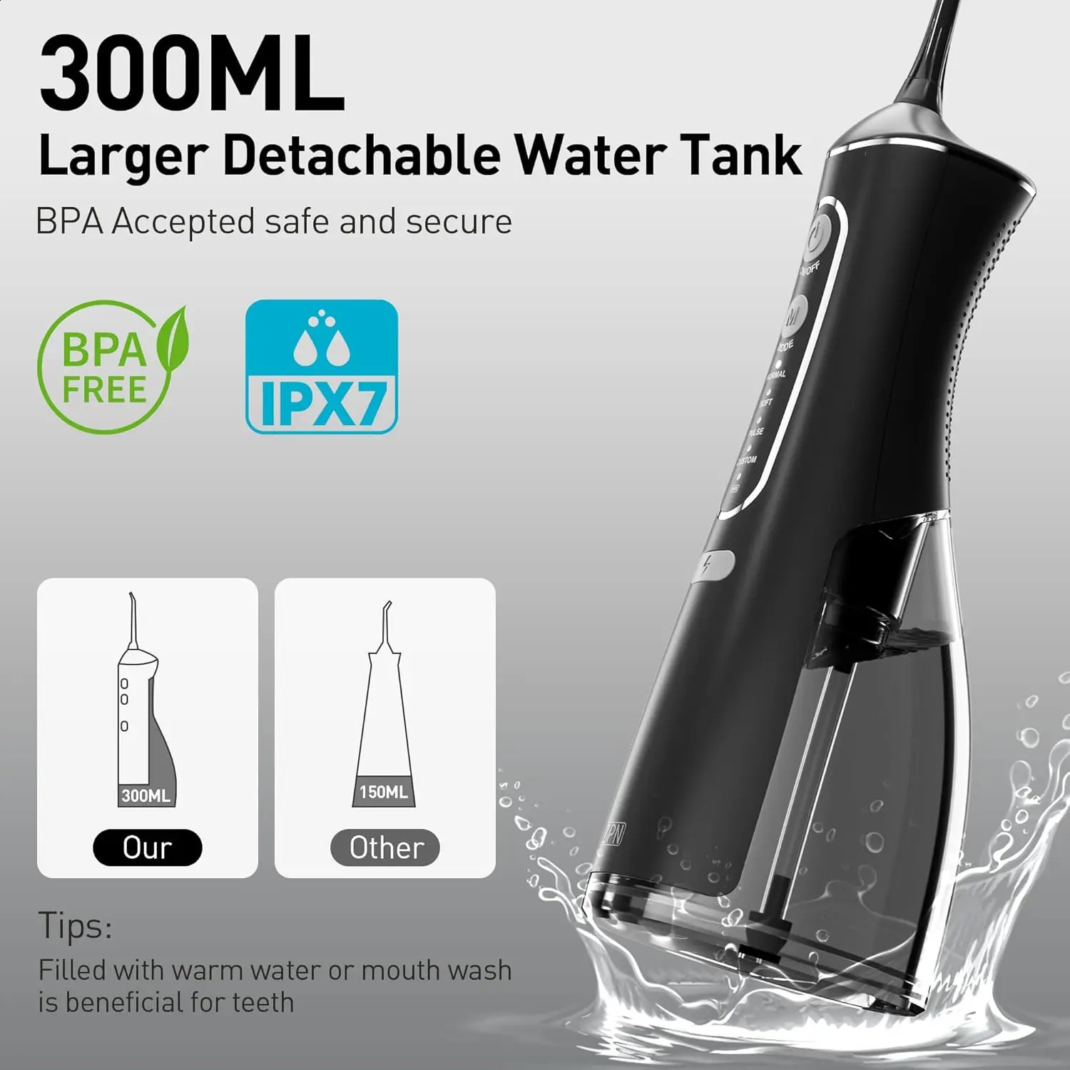 Portable Household Oral Irrigator Rechargeable Water Flosser with 4 Modes And 5 Nozzles for Deep Cleaning Dental Care 260626 - view 7