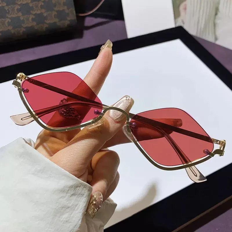 Steampunk Polygon Retro Sunglasses Women Half Frame Rhombus Metal Frame Sun Glasses For Unisex Elegant Trendy 260626 - view 5