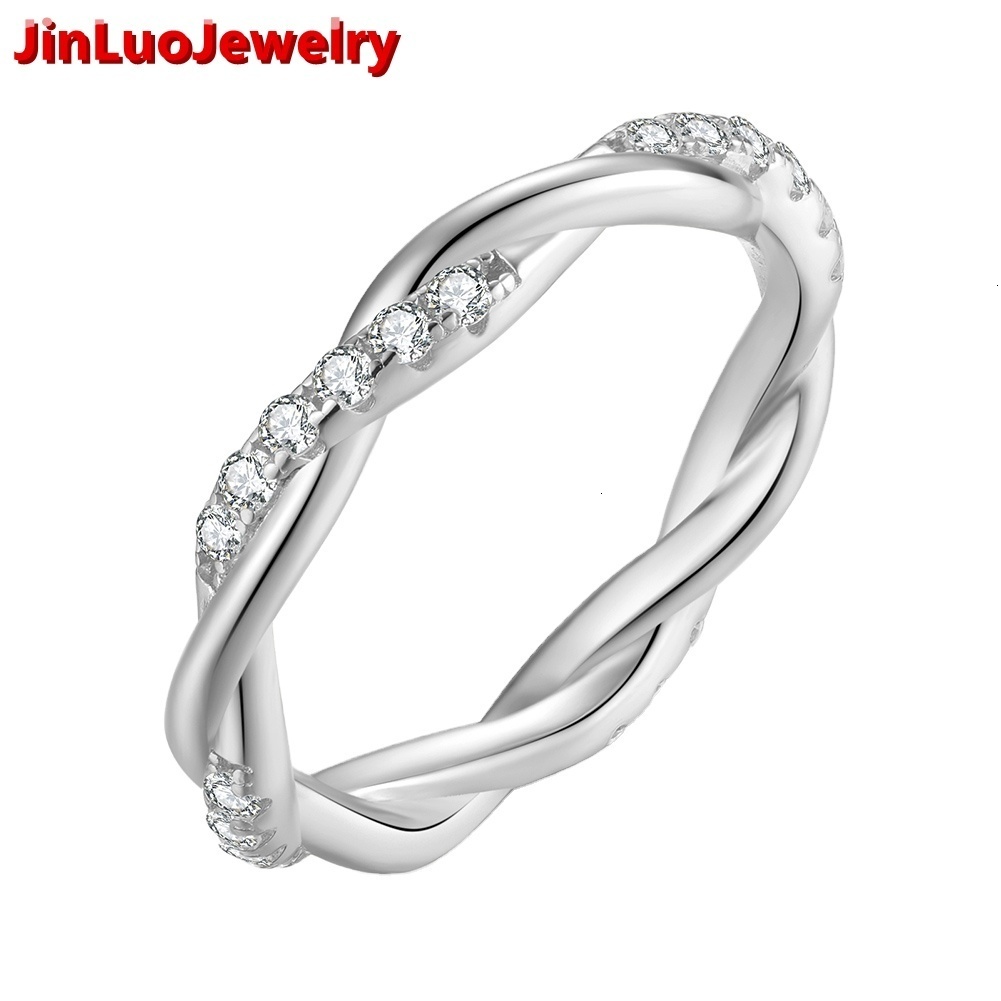 RINNTIN SR317 Factory Wholesale Popular Single Row Diamond Ring Moissanite Fine Jewelry Twist Custom Rings for Girls - view 1