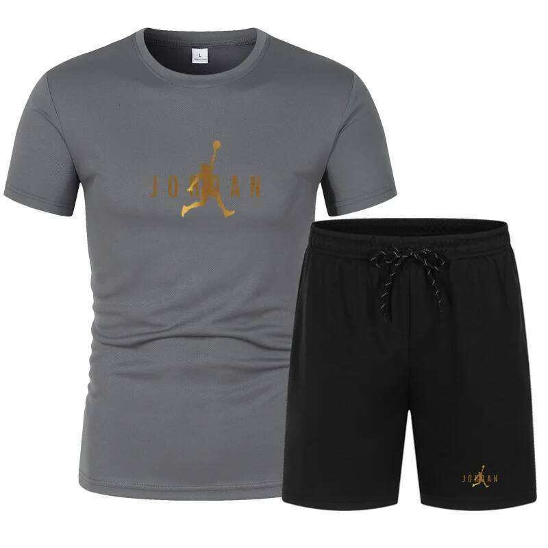Summer casual fashion, men's quick drying summer sports set, breathable mesh short sleeved T-shirt shor 26Y0626 - view 6