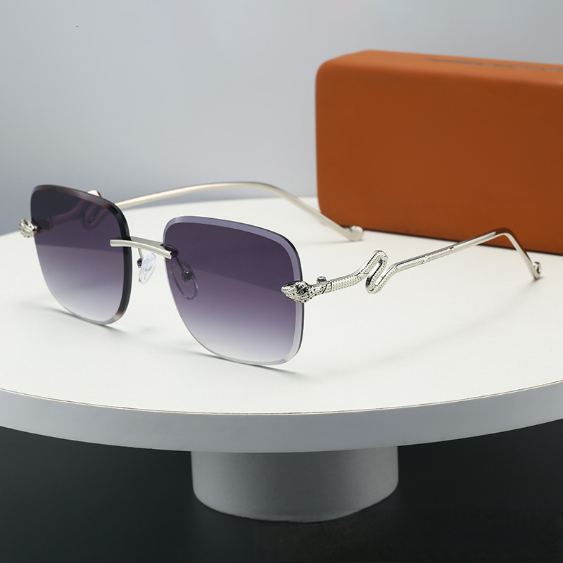 2026 New Designer Spirit Snake Mirror Leg Personalized Retro Luxury High End Frameless Sunglasses For Women Gradually Changing Color Fashion Trend Sun - view 4