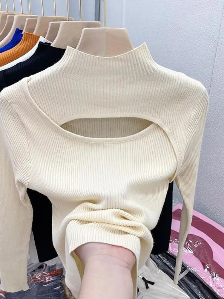 2026 Autumn Winter Sexy Hollow Out Women Sweaters Tops Slim Vintage Jumper Soft Warm Pull Female Casual Pullover Knitted Sweater 260626 - view 7