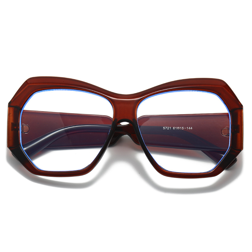 2026 New Square Style Large Frame Flat Glasses, Fashionable Retro Design For Internet Celebrities, Natural Look Street Photography, Decorative And Ant - view 5