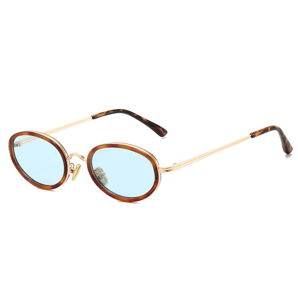 New Fashion Metal Men, Oval Trendy Simple Style Sunglasses For Women, High-End Retro Sun Protection Glasses - view 5