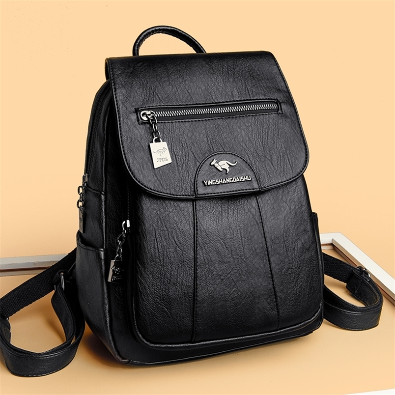 5 Color Women Soft Leather Backpacks Vintage Female Shoulder Bags Sac a Dos Casual Travel Ladies Bagpack Mochilas School y260615