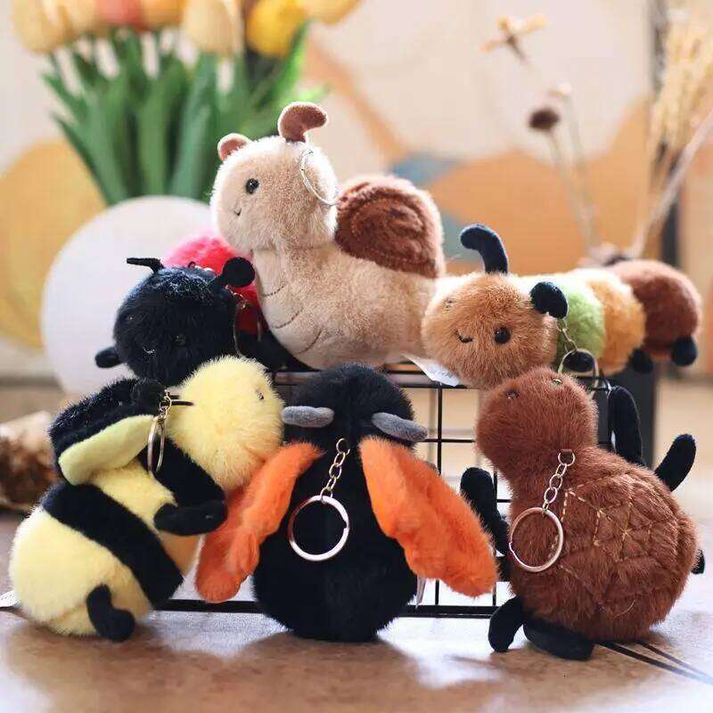 * Hot Sale 1Pc Small Plush Toy Keychain Cute Snail Bee Keyring Creative Stuffed Doll Bag Pendant Birthday Gift 26Y0626