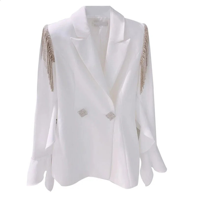 Women Suit Summer Thin Styles Coat Blazers Fashionable and Sparkling Tassel Diamond Button Small Jacket 260626 - view 3