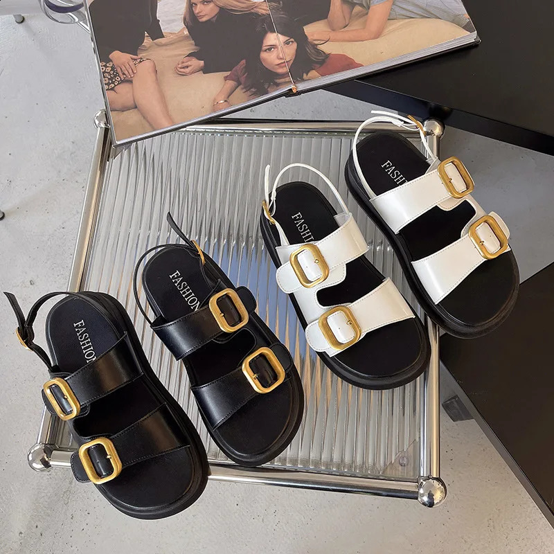 Gladiator Platform Womens Sandals Summer Women Metal Buckle Flat Fashion Casual Soft Bottom Ladies 260626 - view 4