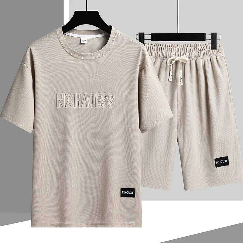 Summer Leisure Sportswear Set Fashion Men Thin Loose Printed letters T-shirt Outdoor Two-piece Letter Round Neck T-shirt+shorts 26Y0626 - view 5