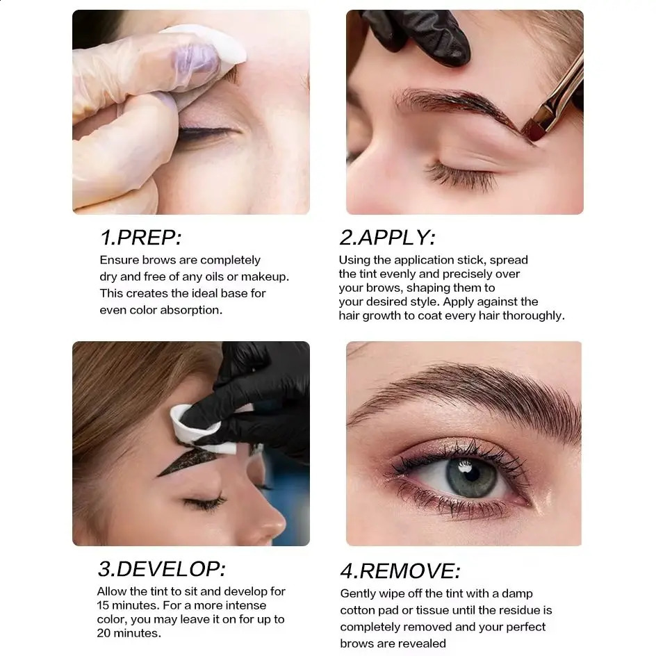 Waterproof Henna Brow Tint Kit Professional Salon Formula Long-Lasting Natural Eyebrow Dye BlackBrown Easy to Use at Home 260626 - view 6