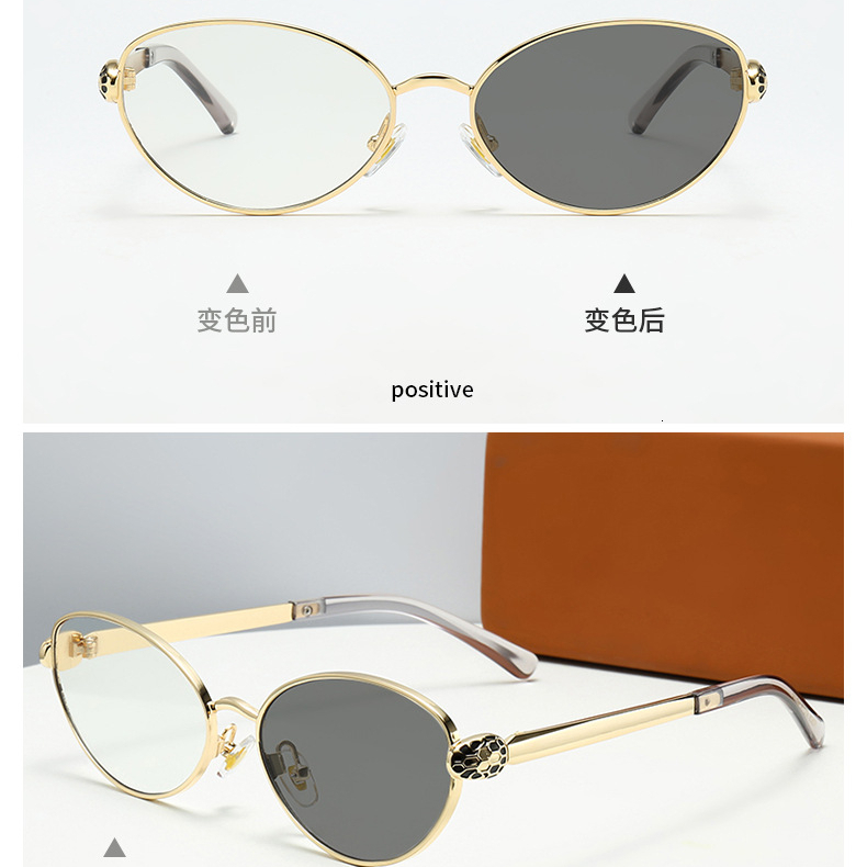 2026 Designer's New Metal Circular Snake Head Decoration High-quality Color Changing Sunglasses European And American Fashion Trend Sun Shading S - view 8